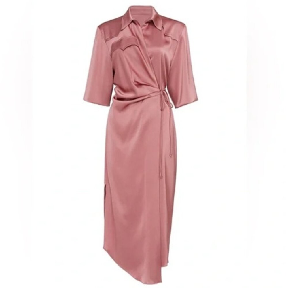 Nanushka Pink Satin Shirt Dress - Picture 3 of 6